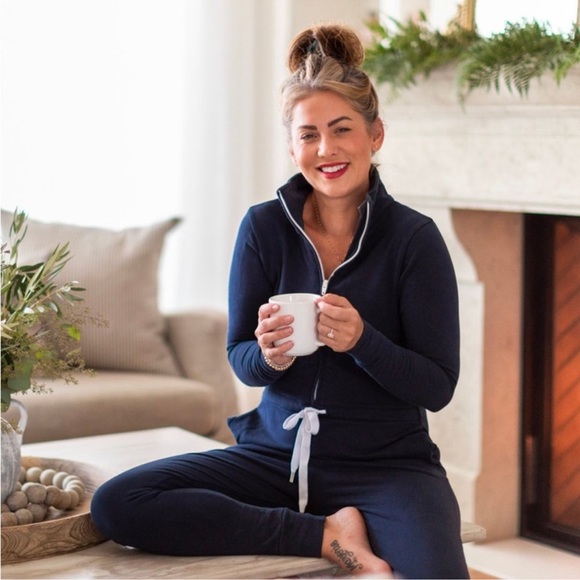 SMASH + TESS Shay Jumpsuit Navy Blue Romper Jillian Harris One Piece Loungewear - Picture 2 of 14